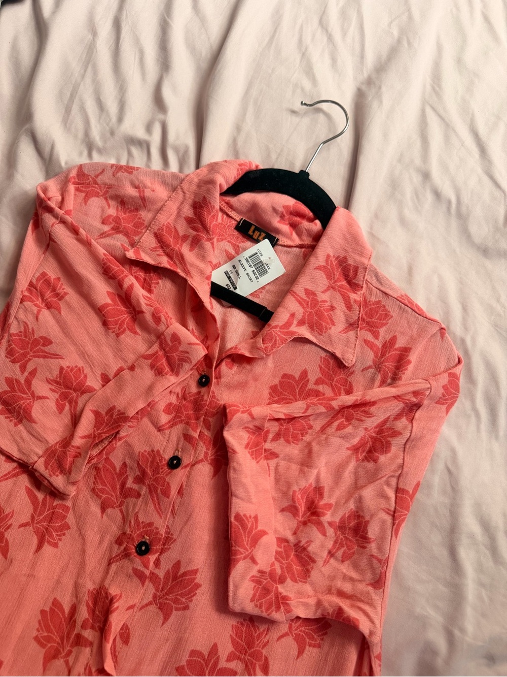 Coral Floral Short-Sleeve T-Shirt Dress
